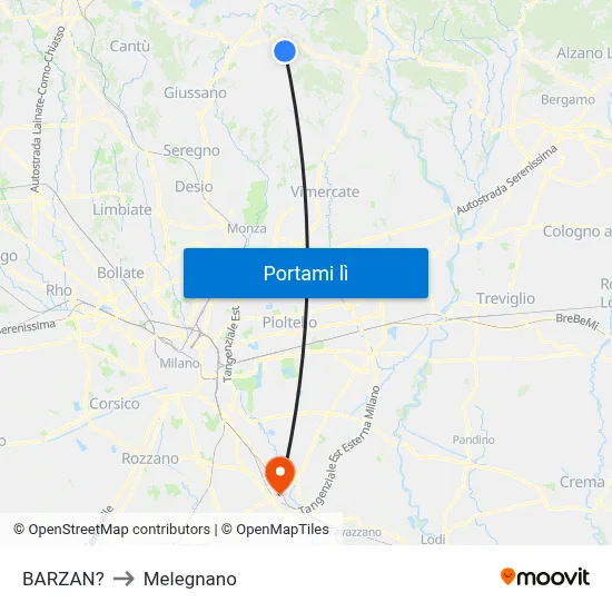 BARZAN? to Melegnano map