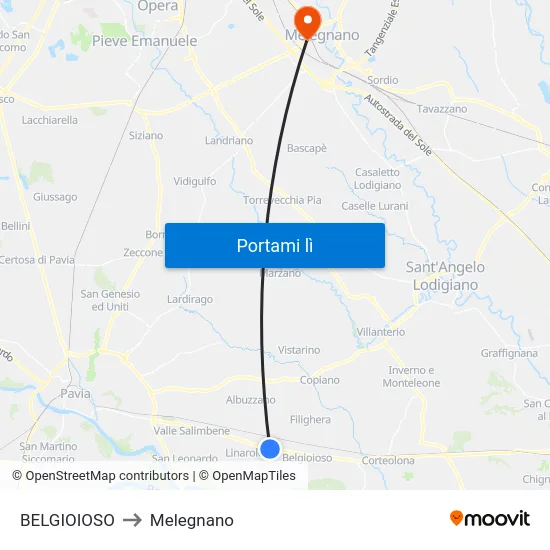 BELGIOIOSO to Melegnano map