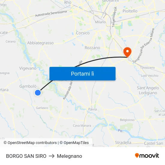 BORGO SAN SIRO to Melegnano map