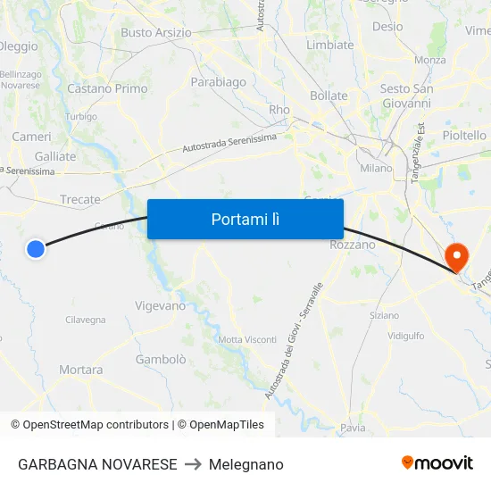 GARBAGNA NOVARESE to Melegnano map