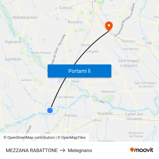 MEZZANA RABATTONE to Melegnano map