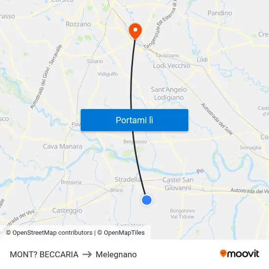 MONT? BECCARIA to Melegnano map