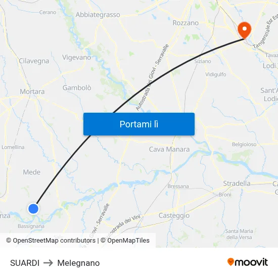 SUARDI to Melegnano map