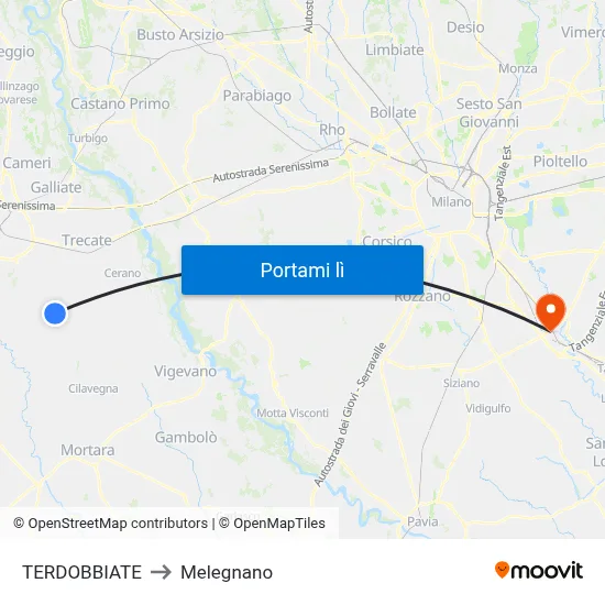TERDOBBIATE to Melegnano map