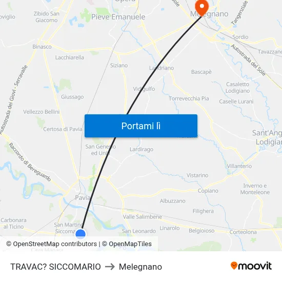 TRAVAC? SICCOMARIO to Melegnano map