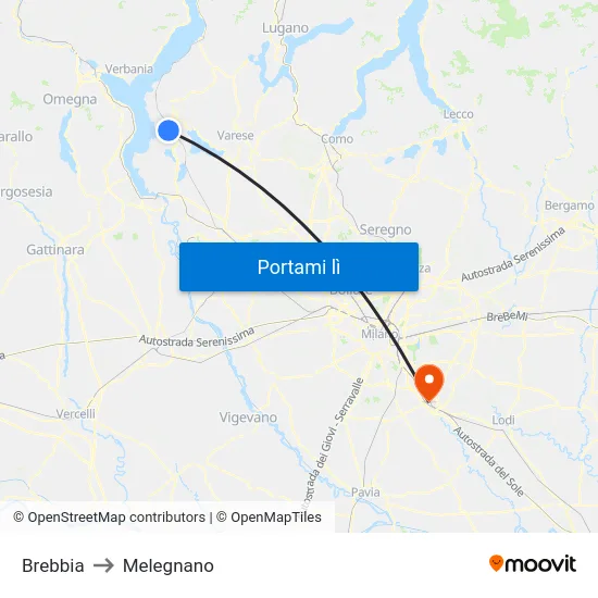Brebbia to Melegnano map