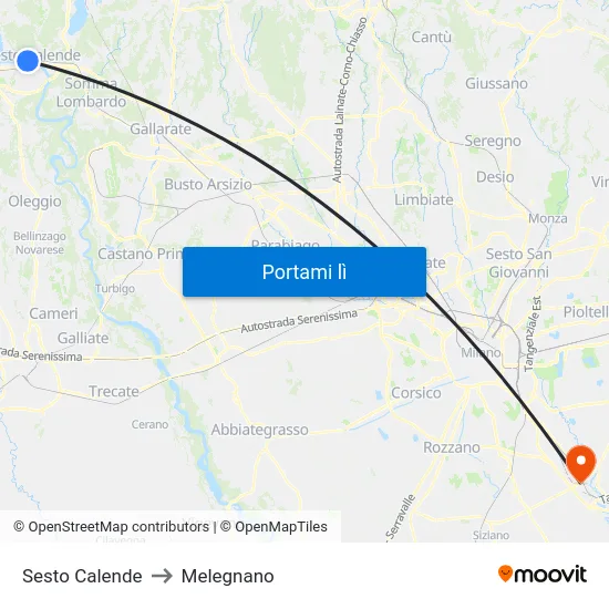 Sesto Calende to Melegnano map