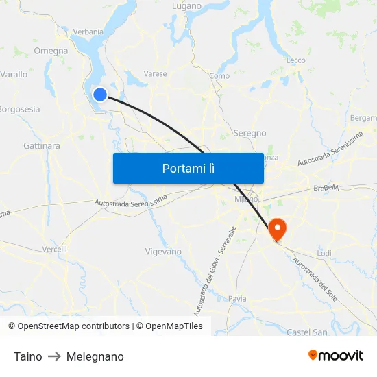 Taino to Melegnano map