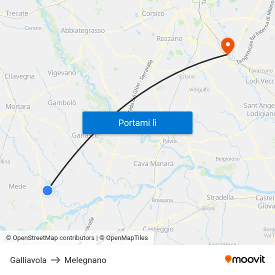 Galliavola to Melegnano map