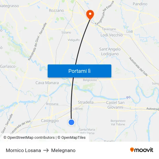 Mornico Losana to Melegnano map