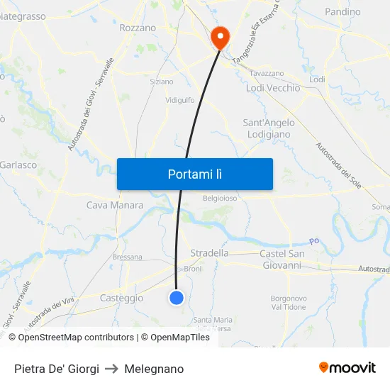 Pietra De' Giorgi to Melegnano map