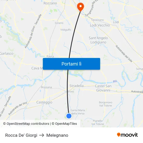 Rocca De' Giorgi to Melegnano map