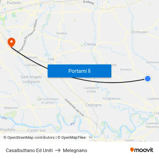 Casalbuttano Ed Uniti to Melegnano map