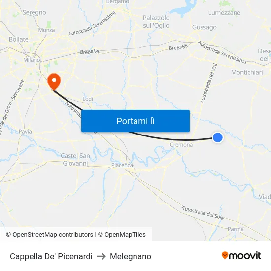 Cappella De' Picenardi to Melegnano map