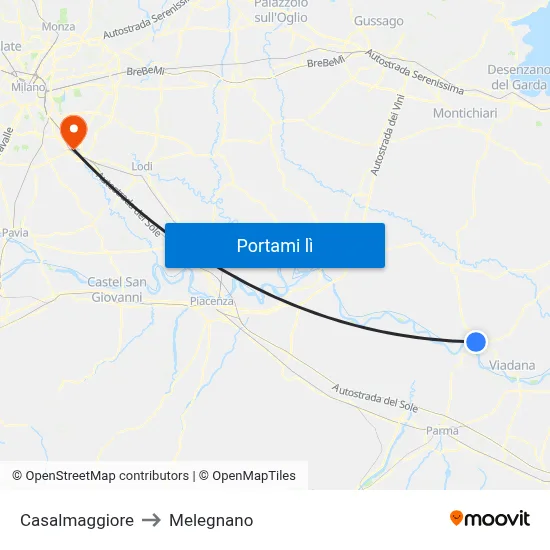 Casalmaggiore to Melegnano map