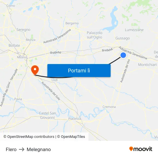 Flero to Melegnano map
