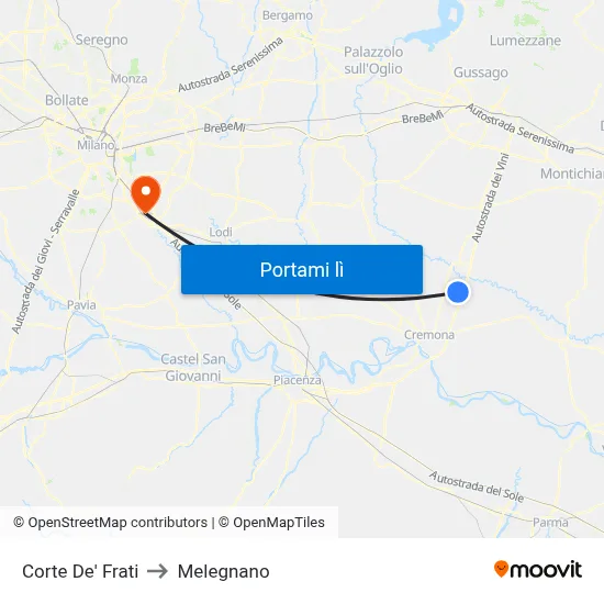 Corte De' Frati to Melegnano map