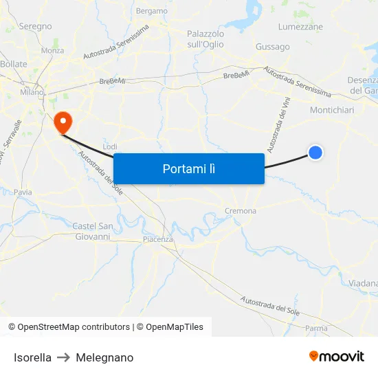 Isorella to Melegnano map