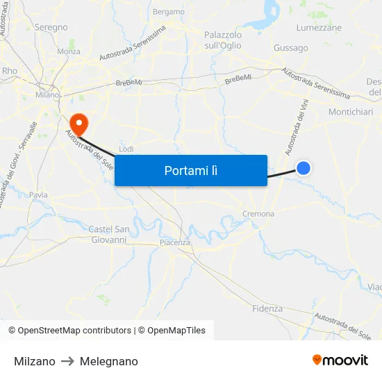 Milzano to Melegnano map