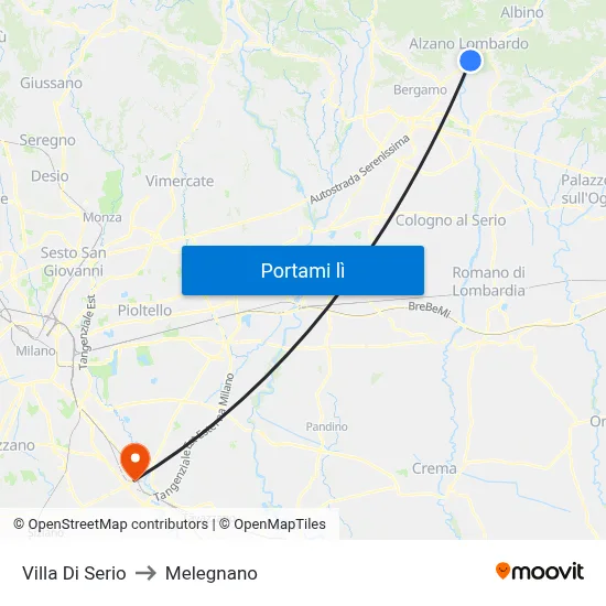 Villa Di Serio to Melegnano map