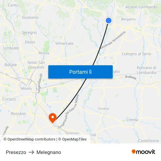 Presezzo to Melegnano map