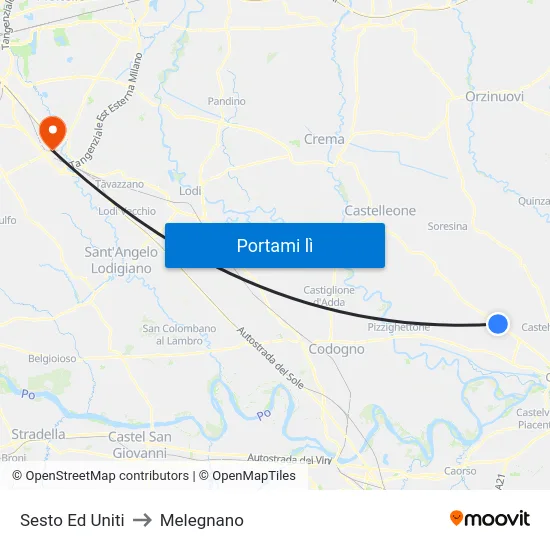 Sesto Ed Uniti to Melegnano map