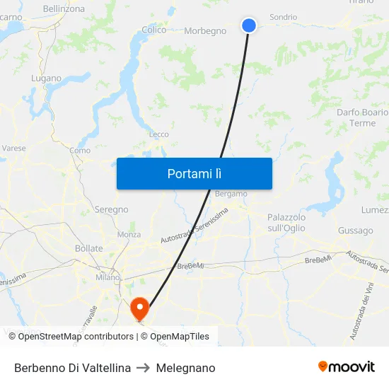 Berbenno Di Valtellina to Melegnano map
