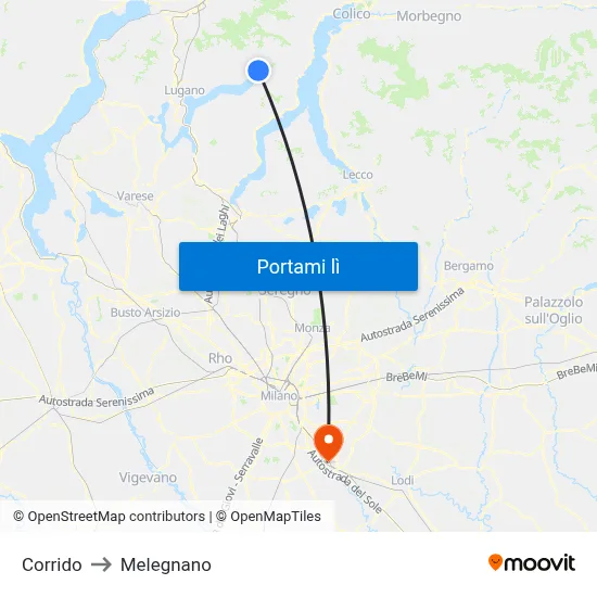 Corrido to Melegnano map