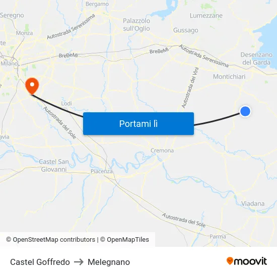 Castel Goffredo to Melegnano map