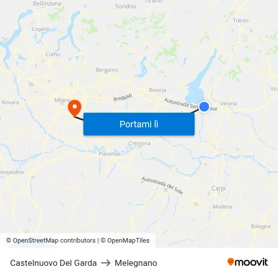 Castelnuovo Del Garda to Melegnano map