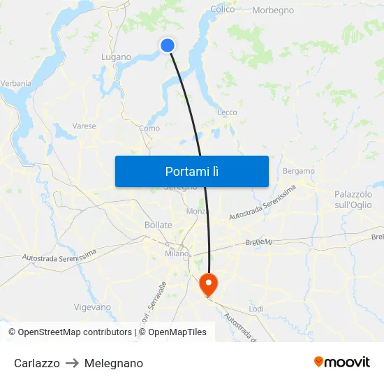 Carlazzo to Melegnano map