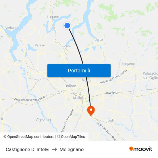 Castiglione D' Intelvi to Melegnano map