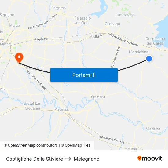 Castiglione Delle Stiviere to Melegnano map