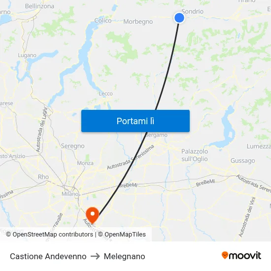 Castione Andevenno to Melegnano map