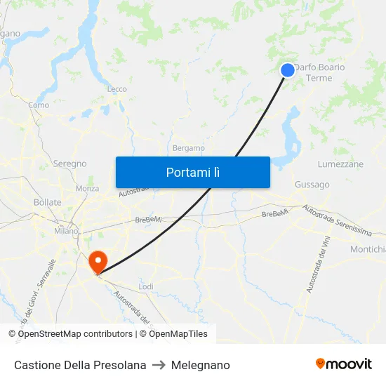 Castione Della Presolana to Melegnano map
