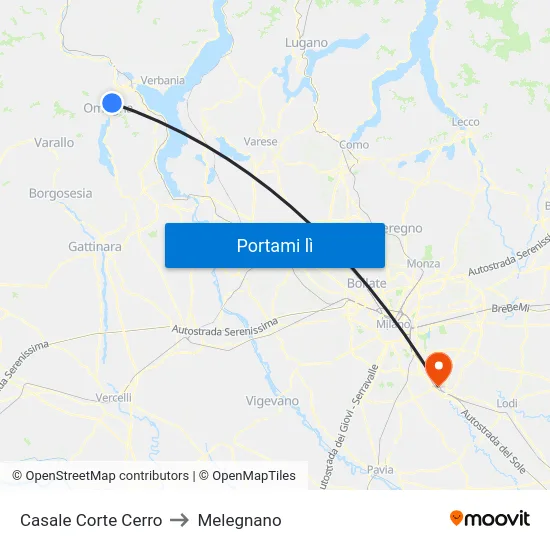 Casale Corte Cerro to Melegnano map