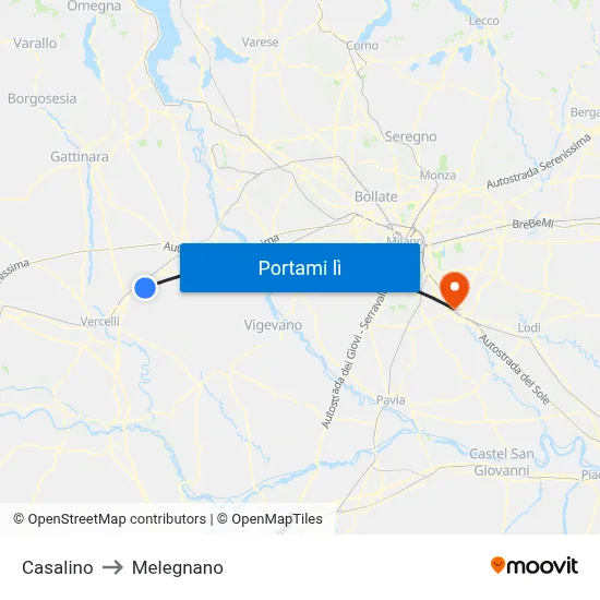 Casalino to Melegnano map