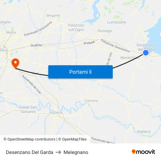 Desenzano Del Garda to Melegnano map
