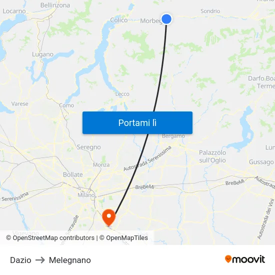 Dazio to Melegnano map