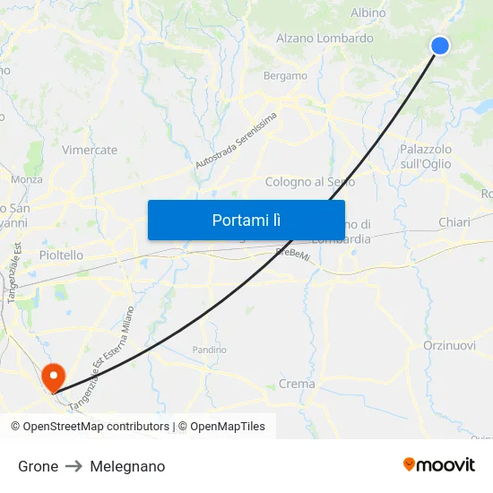 Grone to Melegnano map