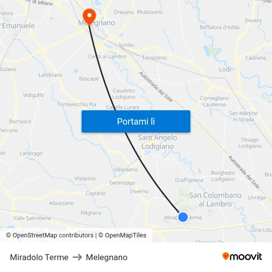 Miradolo Terme to Melegnano map