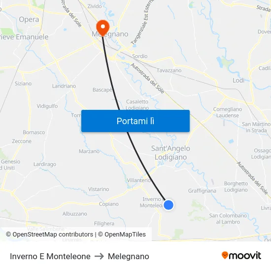 Inverno E Monteleone to Melegnano map