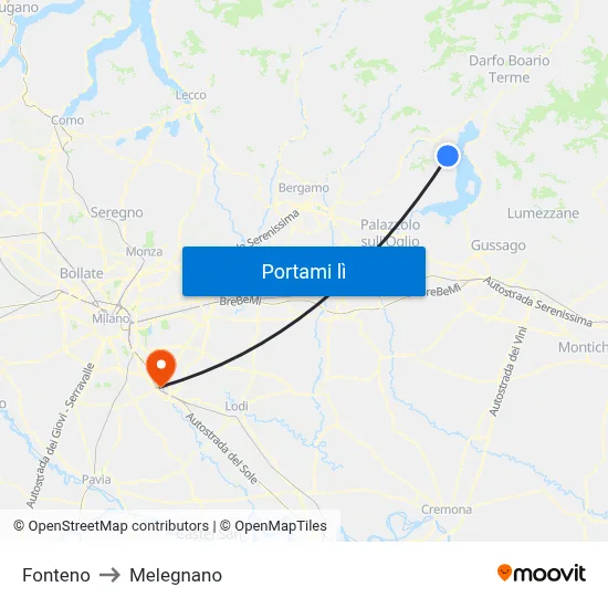 Fonteno to Melegnano map