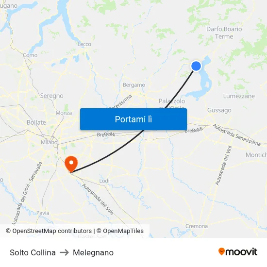 Solto Collina to Melegnano map