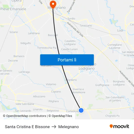 Santa Cristina E Bissone to Melegnano map
