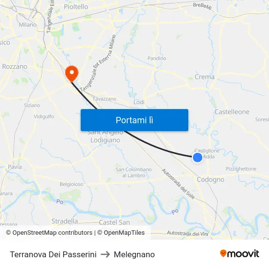 Terranova Dei Passerini to Melegnano map