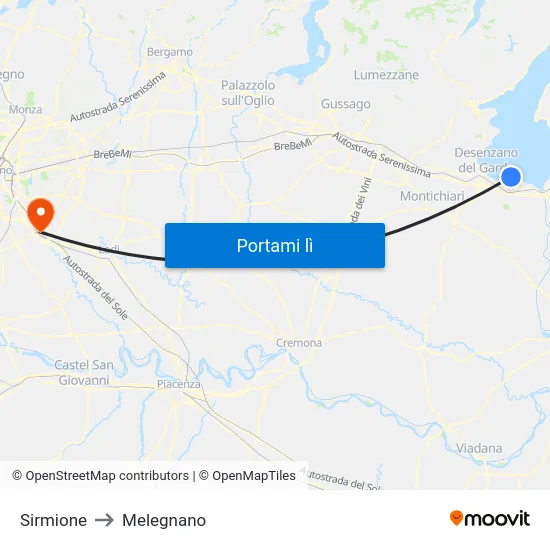 Sirmione to Melegnano map