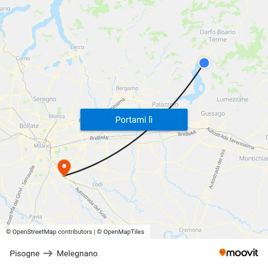Pisogne to Melegnano map