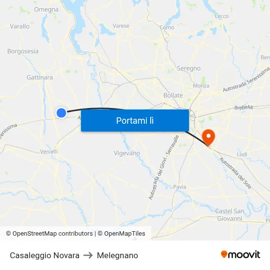 Casaleggio Novara to Melegnano map