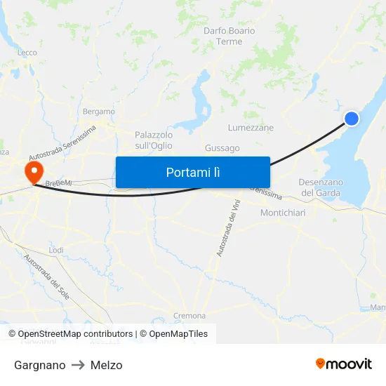 Gargnano to Melzo map